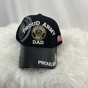US Army Proud Dad Black Mesh Baseball Cap Embroidered‎ USA Flag